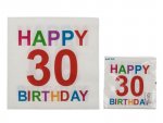 Kemis Narodeninové obrúsky 20ks Happy Birthday 30 Color