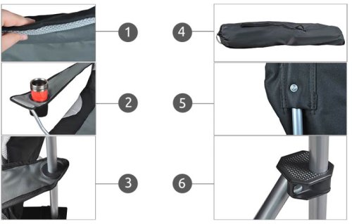 Trizand 2300 Zahradní a kempingová židle polstrovaná, šedá