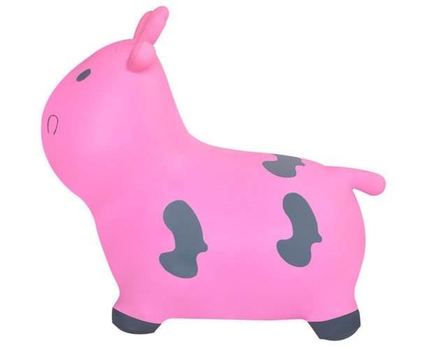 KRUZZEL 8779 Zvířátko skákací kravička s pumpou růžová