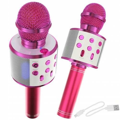 WSTER WS-858 Karaoke bluetooth mikrofon tmavě růžový