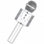 WSTER WS-858 Karaoke bluetooth mikrofon stříbrný