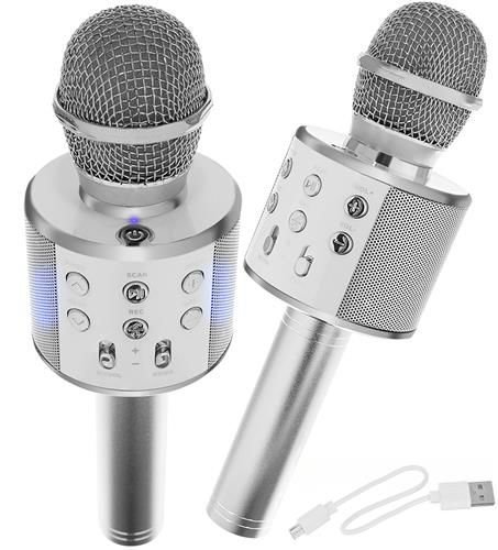 WSTER WS-858 Karaoke bluetooth mikrofón strieborný