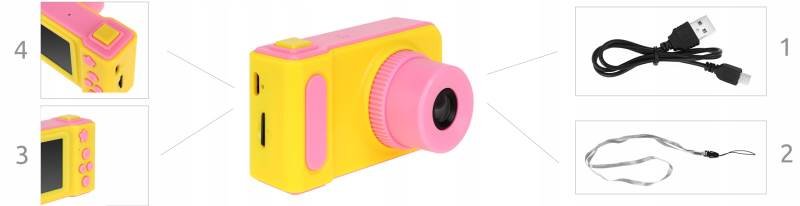 ISO 8940 Detský digitálny fotoaparát 2GB ružovo žltá