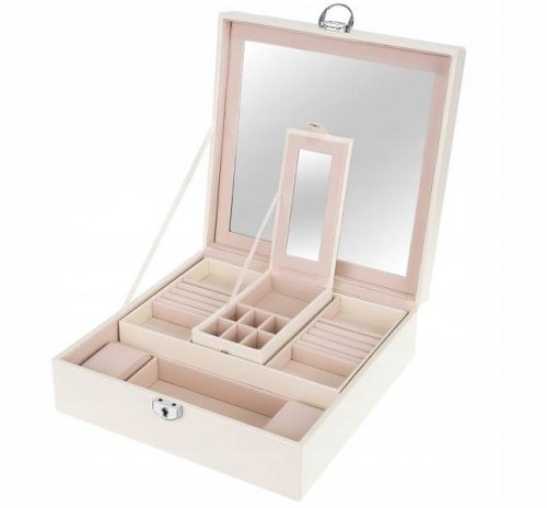 Beautylushh Luxusní šperkovnice se zrcadlem bílá