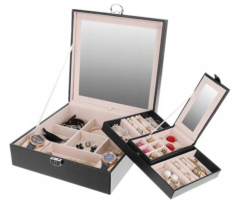 Beautylushh Luxusná šperkovnice so zrkadlom čierna