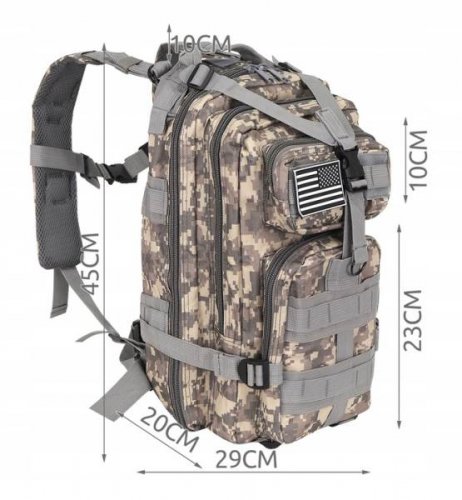 ISO 8917 Vojenský batoh 28L šedá maskáč