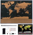 Malatec Veľká Stieracia mapa sveta s vlajkami Deluxe 82 x 59 cm s príslušenstvom čierna