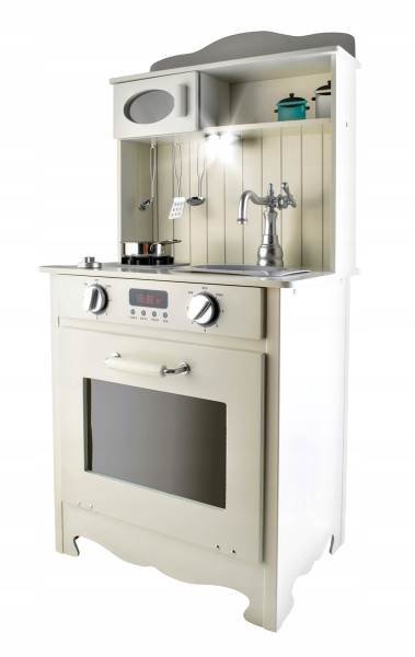 Kruzzel 9146 XL Dětská dřevěná kuchyňka s LED a příslušenstvím bílá