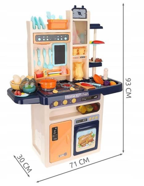 ISO 9571 Dětská kuchyňka XXL se zvuky a tekoucí vodou modrá