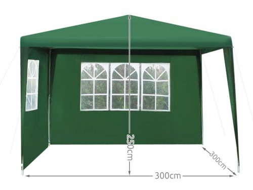 Malatec 1653 Zahradní párty stan 3 x 3 m + 2 boční stěny zelený