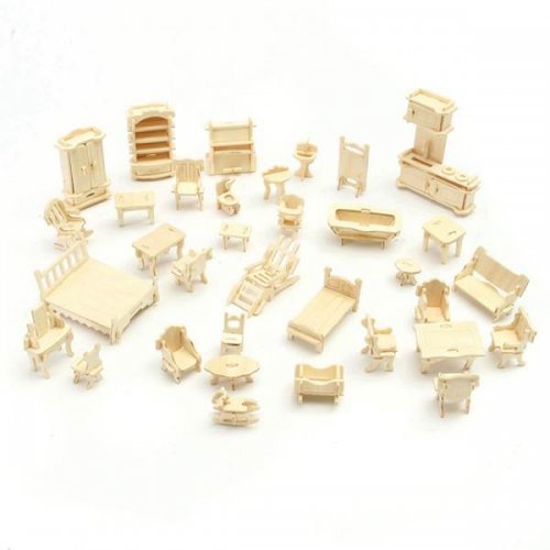 Kruzzel 9423 3D puzzle nábytek pro panenky 34 ks