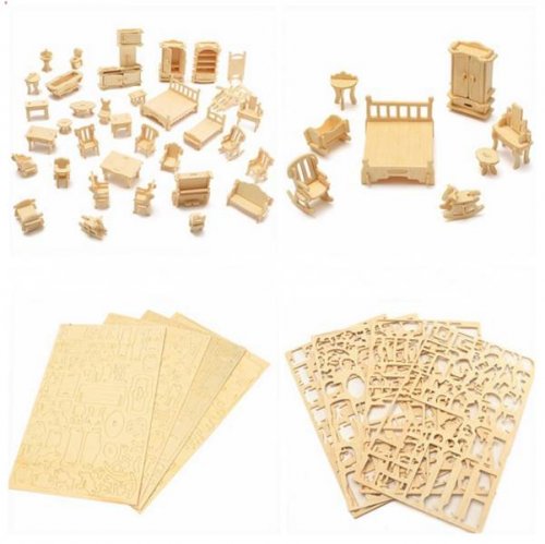Kruzzel 9423 3D puzzle nábytek pro panenky 34 ks