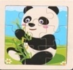 KIK Drevené puzzle Panda 9 dielikov