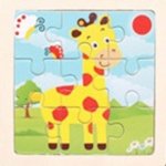 KIK Drevené puzzle Žirafa 9 dielikov