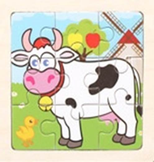 KIK Dřevěné puzzle Kráva 9 dílků