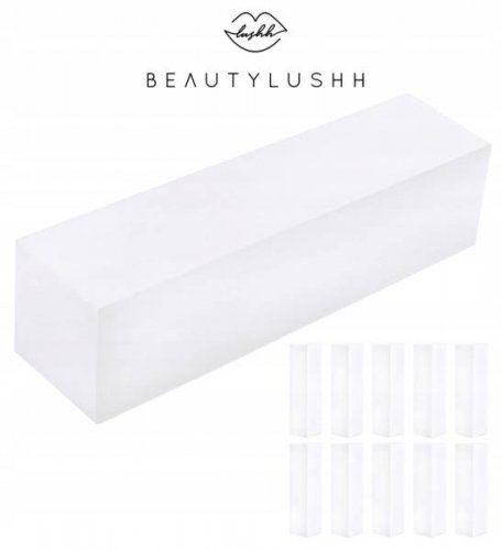 Beautylushh 8890 Leštička na nehty kvádr čtyřstranná bílá 10 ks
