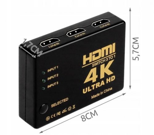 ISO 9709 HDMI 4K prepínač s diaľkovým ovládaním