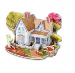 KIK Kartónové 3D puzzle Domček sivý
