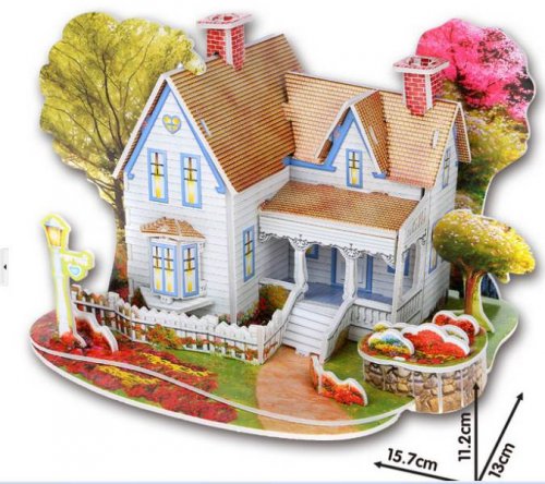 KIK Kartónové 3D puzzle Domček sivý