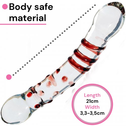 Sensual Dildo skleněné 13 cm červená